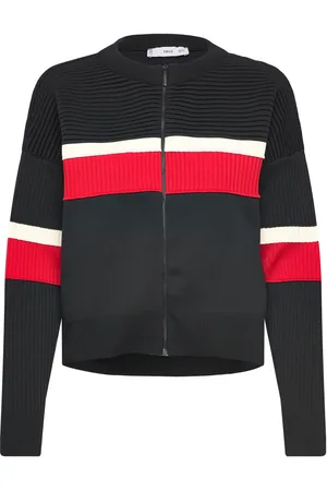 MANGO Ribbed Cardigan With Zip Tops Knitwear Cardigans Black