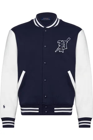 Ralph Lauren Fleece Baseball Jacket Outerwear Jackets Varsity Jackets Blue