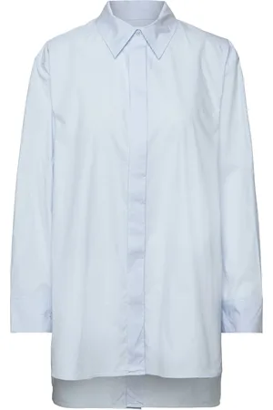 DAY Birger et Mikkelsen Adwin - Solid Cotton Rd Tops Shirts Long-sleeved Blue