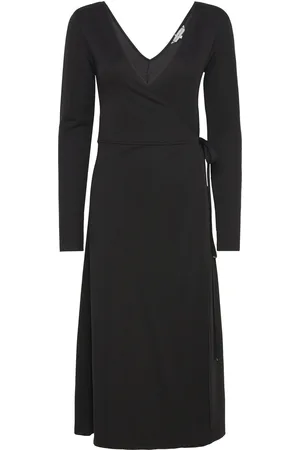 Tommy Hilfiger F&F Wrap Midi Dress Ls Knelang Kjole Black