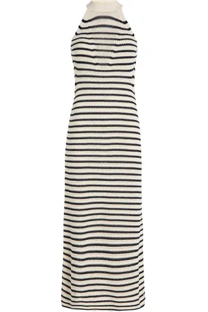 Tommy Hilfiger Crochet Stp Midi Swt Dress Knelang Kjole Cream