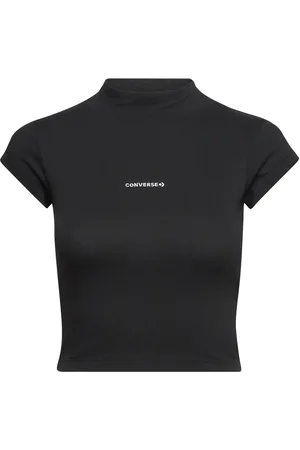 Converse Wordmark Ss Top Sport Crop Tops Short-sleeved Crop Tops Black