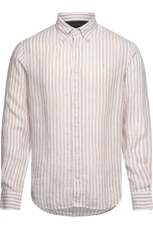Tommy Hilfiger Dc Bold Linen Stripe Shirt Tops Shirts Linen Shirts Beige