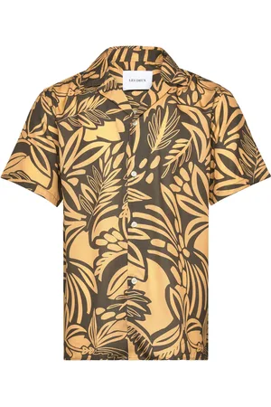 Les Deux Bob Flower Tencel Shirt Tops Shirts Short-sleeved Brown