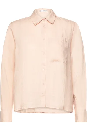 MANGO Linen 100% Shirt Tops Shirts Long-sleeved Pink