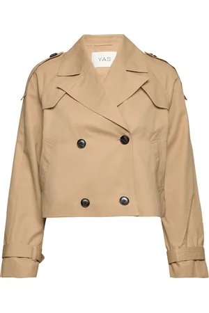 Y.A.S Veneda Ls Short Trenchcoat - Pb Trench Coat Kåpe Beige