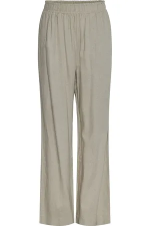 Y.A.S Flaxy Hw Linen Pant Noos Bottoms Trousers Linen Trousers Beige