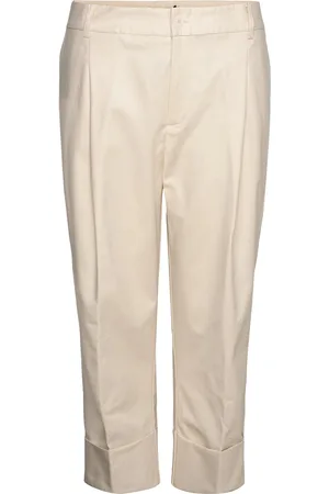 Ralph Lauren Double-Faced Stretch Cotton Ankle Pant Bottoms Trousers Culottes Cream