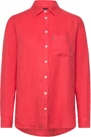 Lexington Isa Linen Shirt Tops Shirts Long-sleeved Red