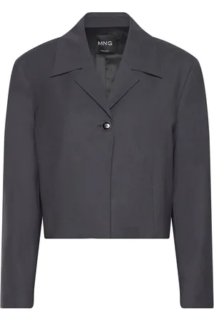 MANGO Cropped Wool Jacket Blazers Cropped Blazers Grey