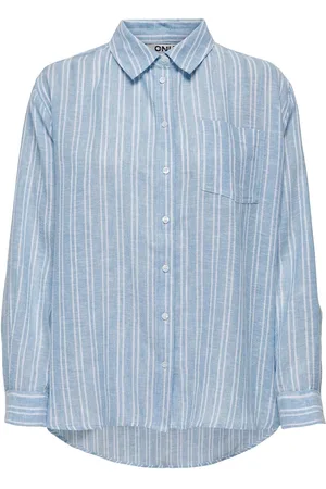 ONLY Onltokyo Life Ls Lin Bl St Shirt Pnt Tops Shirts Linen Shirts Blue