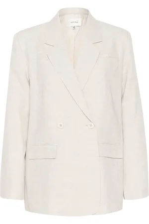 Gestuz Lizagz Linen Blazer Noos Blazers Double Breasted Blazers Cream
