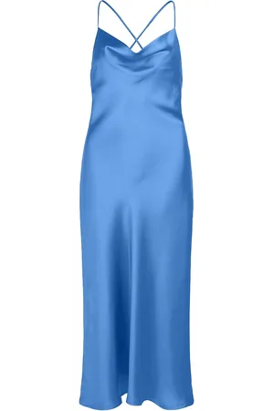 Object Objsateen S/L Midi Dress E Div Maxikjole Festkjole Blue