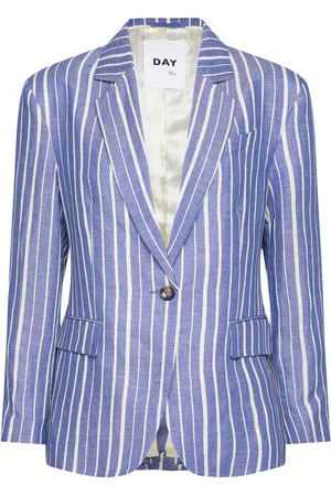 DAY Birger et Mikkelsen Allen - Linen Stripe Blazers Single Breasted Blazers Blue