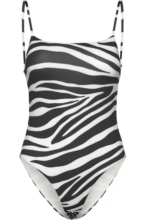 MANGO Animal Print Swimsuit Badedrakt Badetøy Black