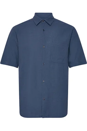 Mads Norgaard Cotton Linen Victor Shirt Ss Tops Shirts Linen Shirts Blue