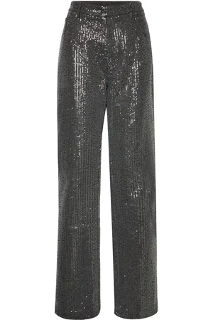 ROTATE Twill Sequin Jeans Designers Jeans Straight-regular Black