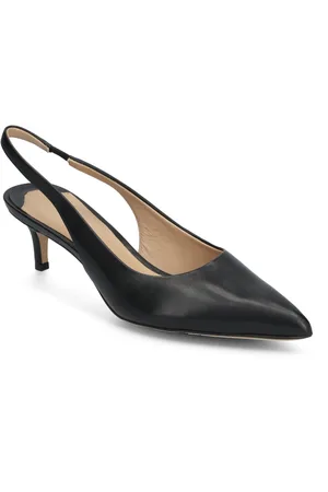 Ralph Lauren Lolah Burnished Leather Slingback Pump Shoes Heels Pumps Sling Backs Black