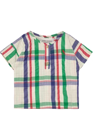 Bobo Choses Baby Madras Checks Woven Shirt Tops T-shirts Short-sleeved Multi/patterned