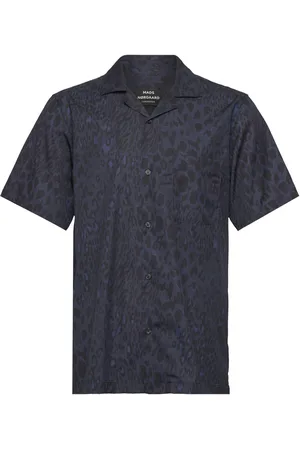 Mads Norgaard Havana Twill Kenji Aop Shirt Ss Tops Shirts Short-sleeved Blue