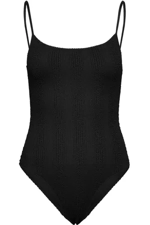 MANGO Textured Swimsuit Badedrakt Badetøy Black