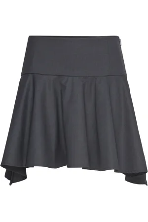 MANGO Wool Mini-Skirt With Asymmetrical Hem Kort Skjørt Grey