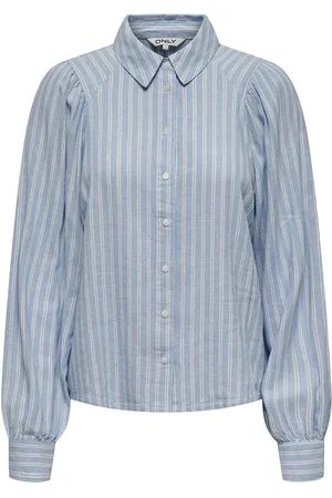 ONLY Onlcaro L/S Linen Bl Puff Shirt Cc Pnt Tops Shirts Long-sleeved Blue