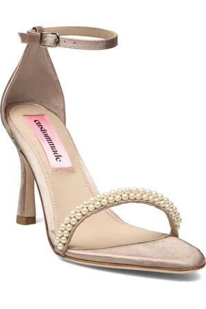 Custommade Alma Satin Pearl Sandal Med Hæl Cream