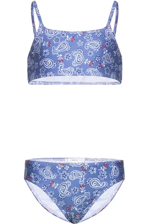 MANGO Floral Print Bikini Bikini Blue