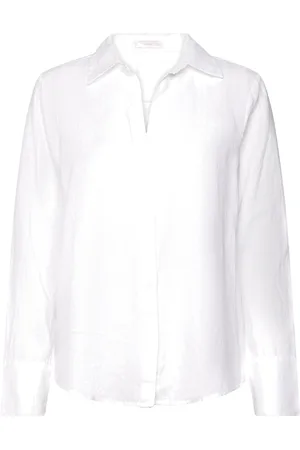 MANGO Linen 100% Shirt Tops Shirts Long-sleeved White