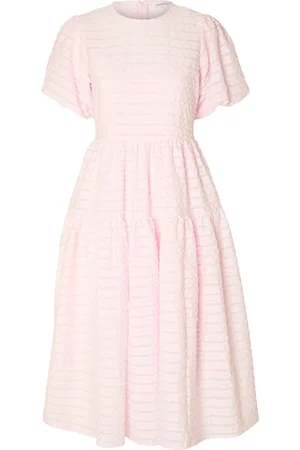 SELECTED Slfrochelle 2/4 Structured Midi Dress B Knelang Kjole Pink
