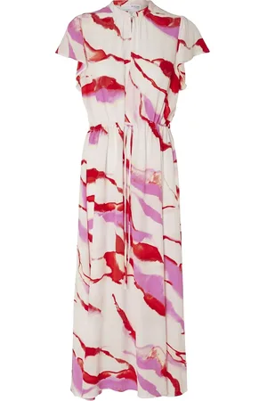 SELECTED Slfmarine Ss Aop Ankle Dress B Maxikjole Festkjole Pink