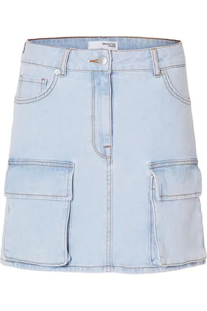 SELECTED Slfhazel Mw Light Ice Blue Denim Skirt Kort Skjørt Blue