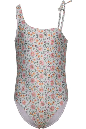 MANGO Floral Print Swimsuit Badedrakt Badetøy Green