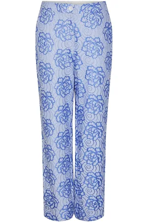 Y.A.S Isa Hw Pants Bottoms Trousers Straight Leg Blue