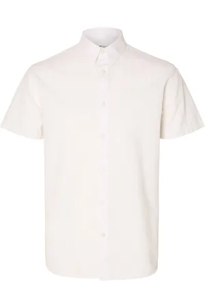 SELECTED Slhregkylian-Linen Shirt Ss Classic Tops Shirts Short-sleeved White