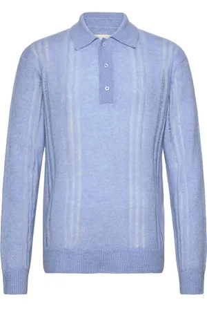 GANT Relaxed Alpaca Polo Tops Knitwear Long Sleeve Knitted Polos Blue