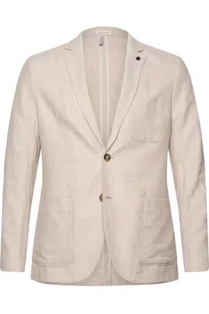 TOM TAILOR Cotton Linen Blazer Suits & Blazers Blazers Single Breasted Blazers Beige