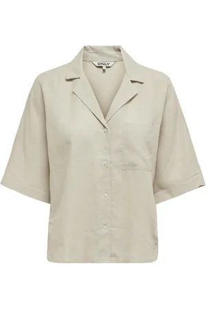 ONLY Onltokyo Life Ss Linen Bl Shirt Pnt Noos Tops Shirts Linen Shirts Cream