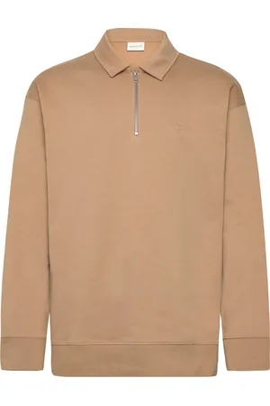 GANT Icon Half Zip Tops Polos Long-sleeved Beige