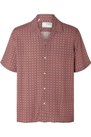SELECTED Slhrelax-Vero Shirt Ss Aop Tops Shirts Short-sleeved Pink