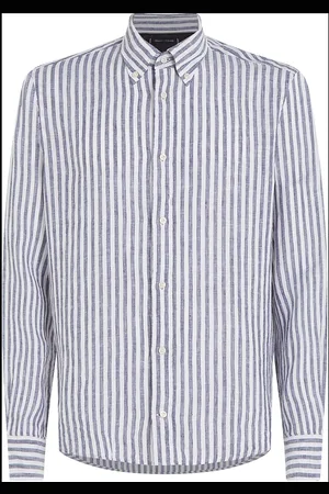 Tommy Hilfiger Dc Bold Linen Stripe Shirt Tops Shirts Linen Shirts Navy