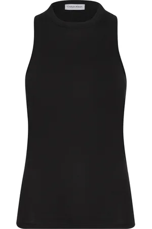 Calvin Klein Smooth Cotton Twist Back Tank Tops T-shirts & Tops Sleeveless Black