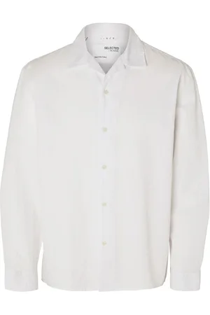SELECTED Slhrelaxnew-Linen Shirt Ls Resort Tops Shirts Casual White
