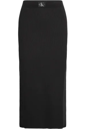 Calvin Klein Woven Label Sweater Skirt Langt Skjørt Black