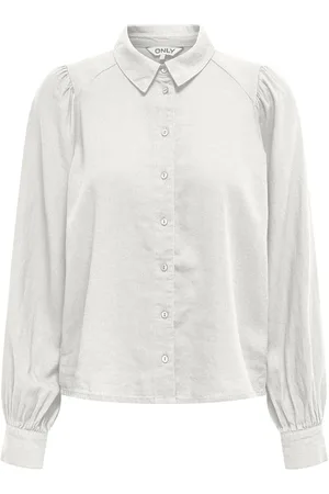 ONLY Onlcaro L/S Linen Bl Puff Shirt Cc Pnt Tops Shirts Long-sleeved White