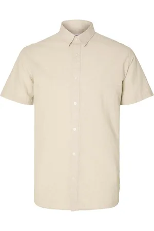 SELECTED Slhregkylian-Linen Shirt Ss Classic Tops Shirts Short-sleeved Beige
