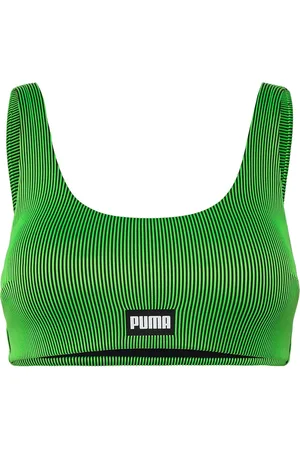 PUMA Women Ribbed Scoop Neck T Swimwear Bikinis Bikini Tops Bandeau Bikinitops Green