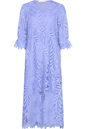 Coster Copenhagen Lace Dress Knelang Kjole Blue