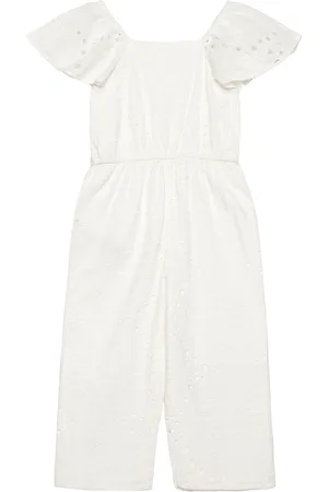 MANGO Swiss Embroidery Jumpsuit Jumpsuit White